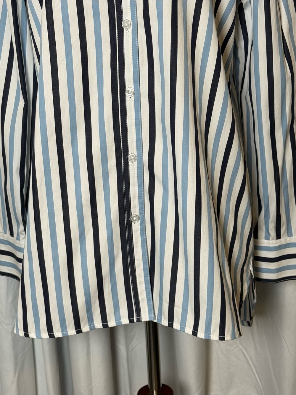 Tyler Boe Blue White Stripe Cotton Button Down Shirt Womens Small NWT - Picture 5 of 11